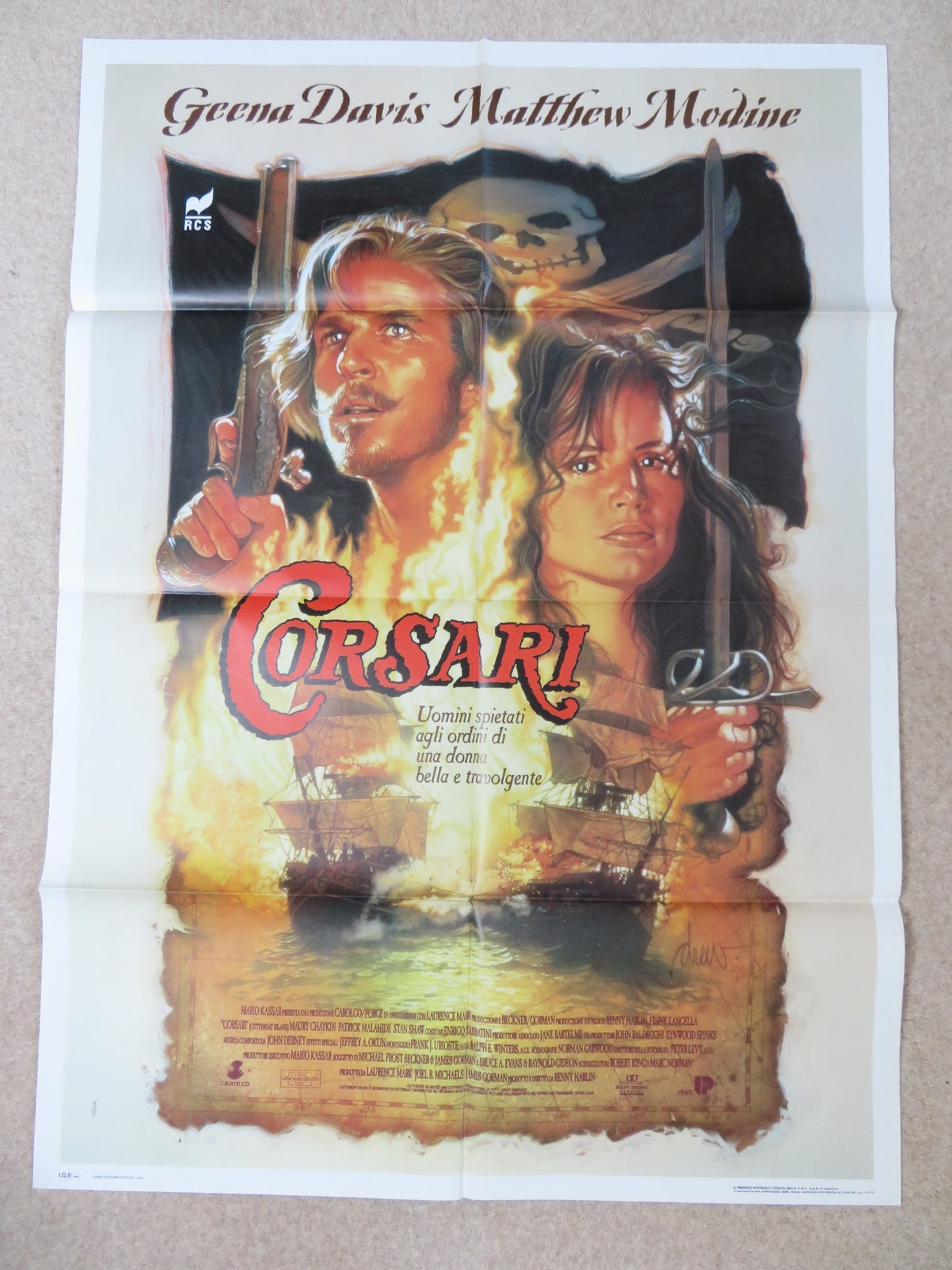 CUTTHROAT ISLAND ITALIAN 2 FOGLIO POSTER GEENA DAVIS MATTHEW MODINE 1995