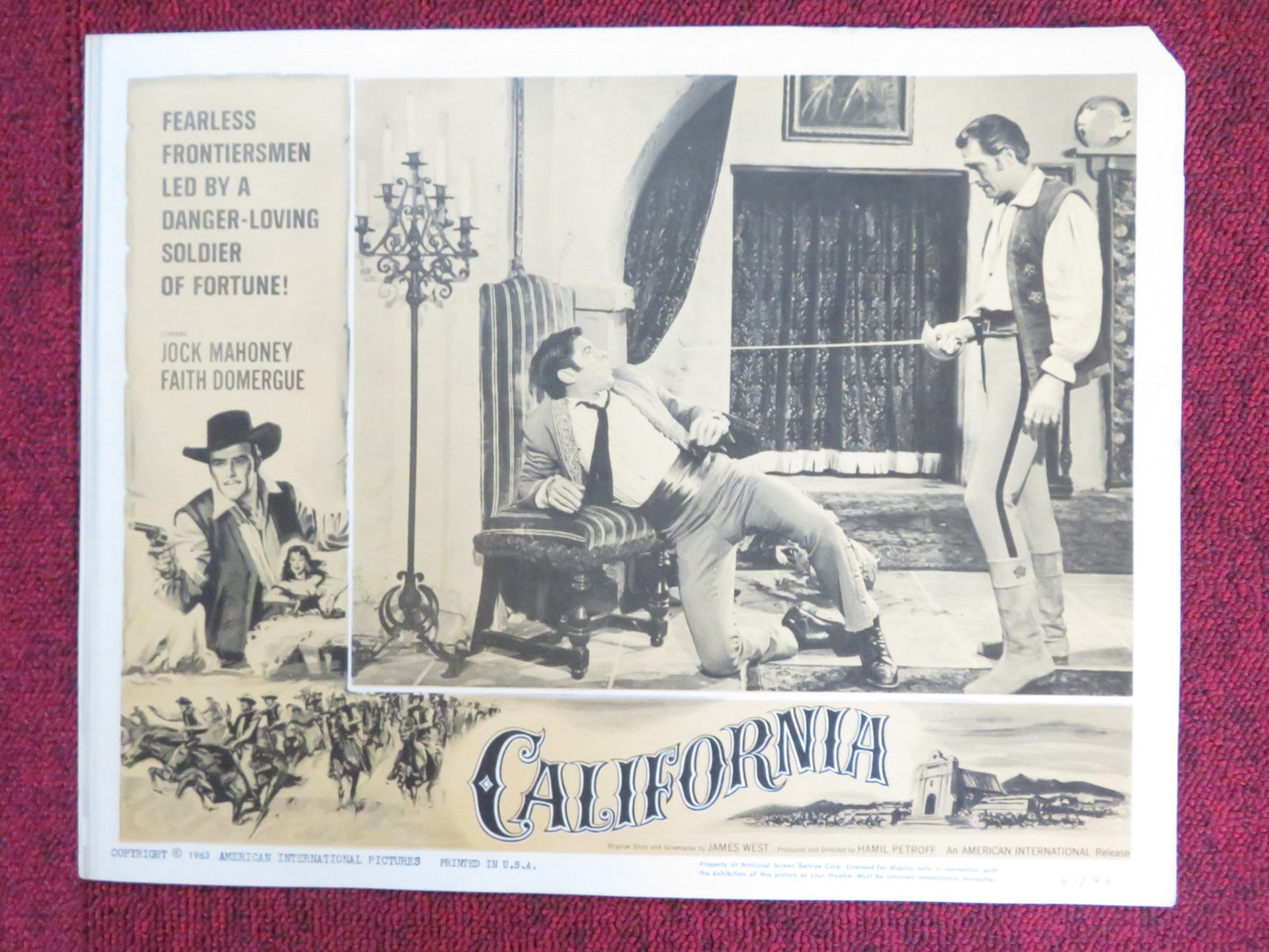 CALIFORNIA US LOBBY CARD FULL SET JOCK MAHONEY FAITH DOMERGUE 1963