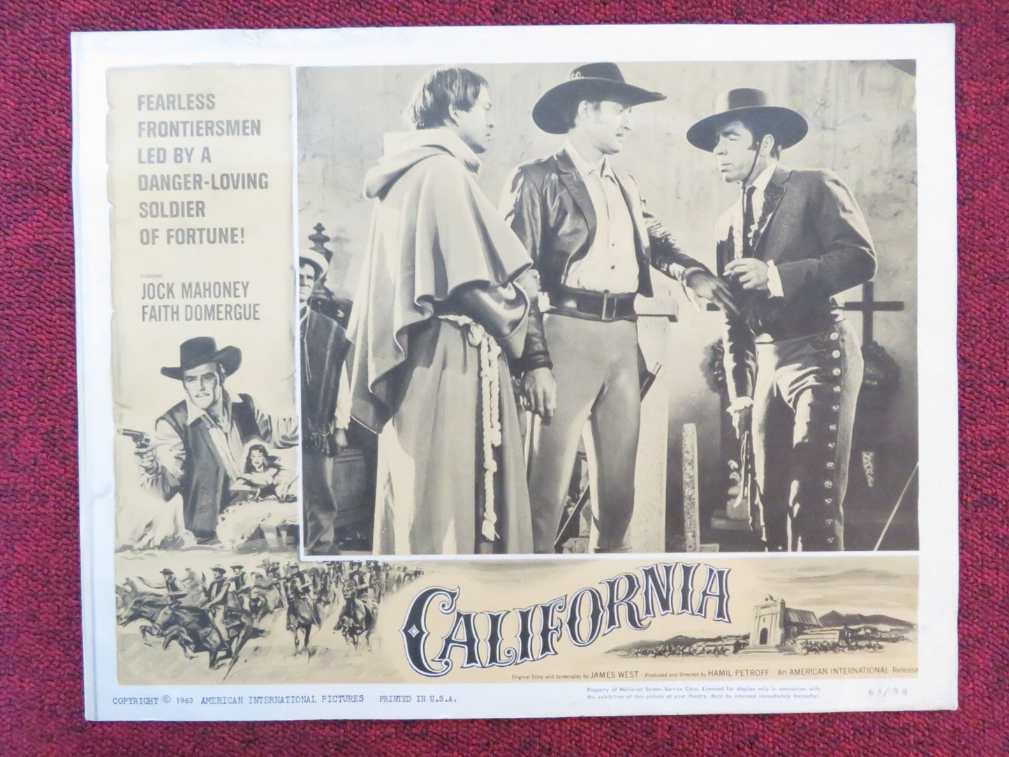 CALIFORNIA US LOBBY CARD FULL SET JOCK MAHONEY FAITH DOMERGUE 1963