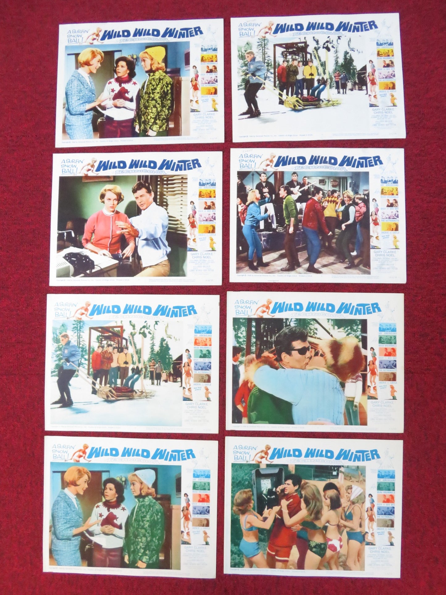 WILD WILD WINTER US LOBBY CARD FULL SET GARY CLARKE CHRIS NOEL 1966