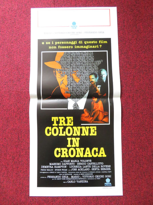 TRE COLONNE IN CRONACA ITALIAN LOCANDINA POSTER GIAN MARIA VOLONTE 1990