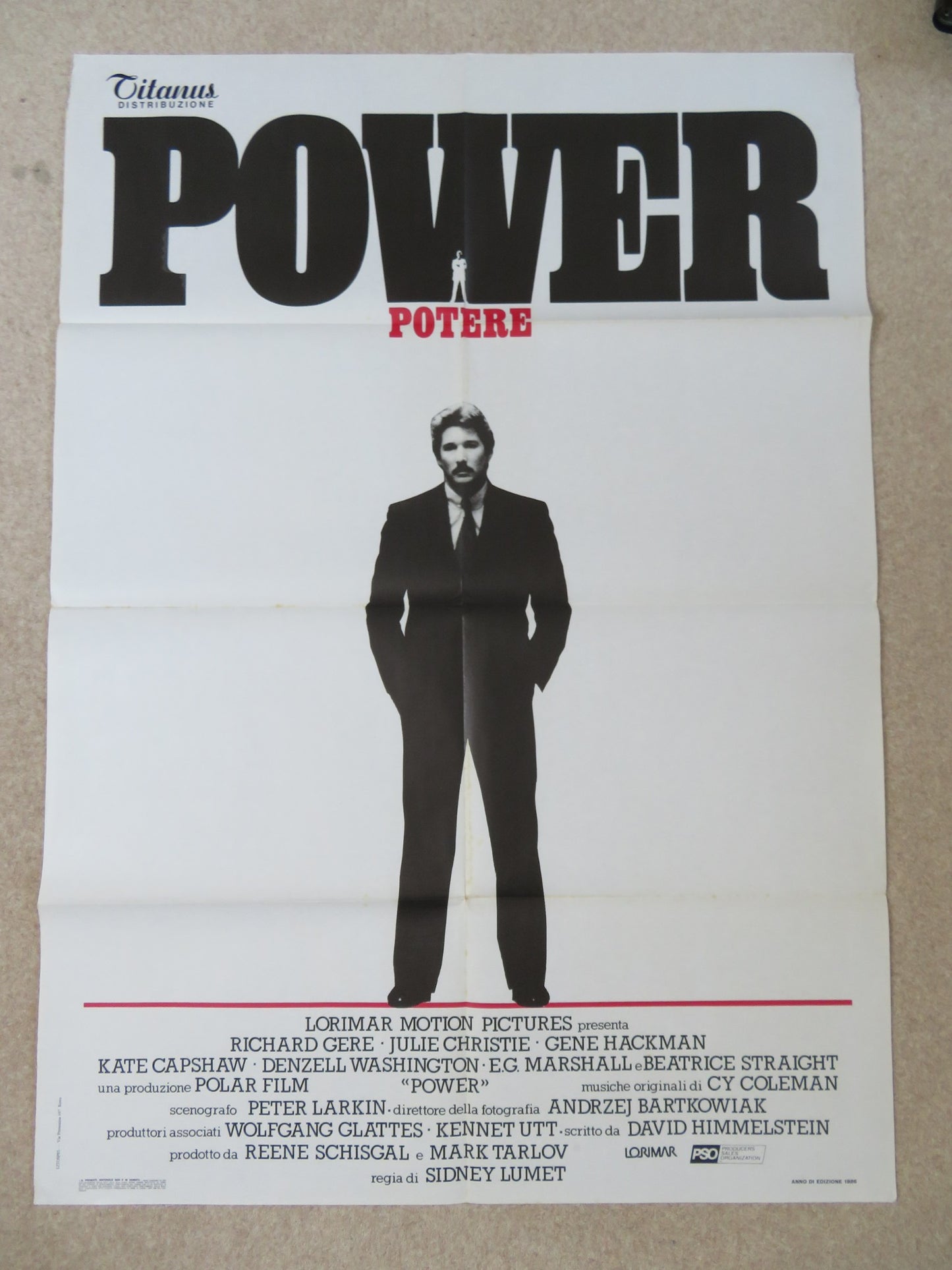 POWER ITALIAN 2 FOGLIO POSTER RICHARD GERE GENE HACKMAN 1986