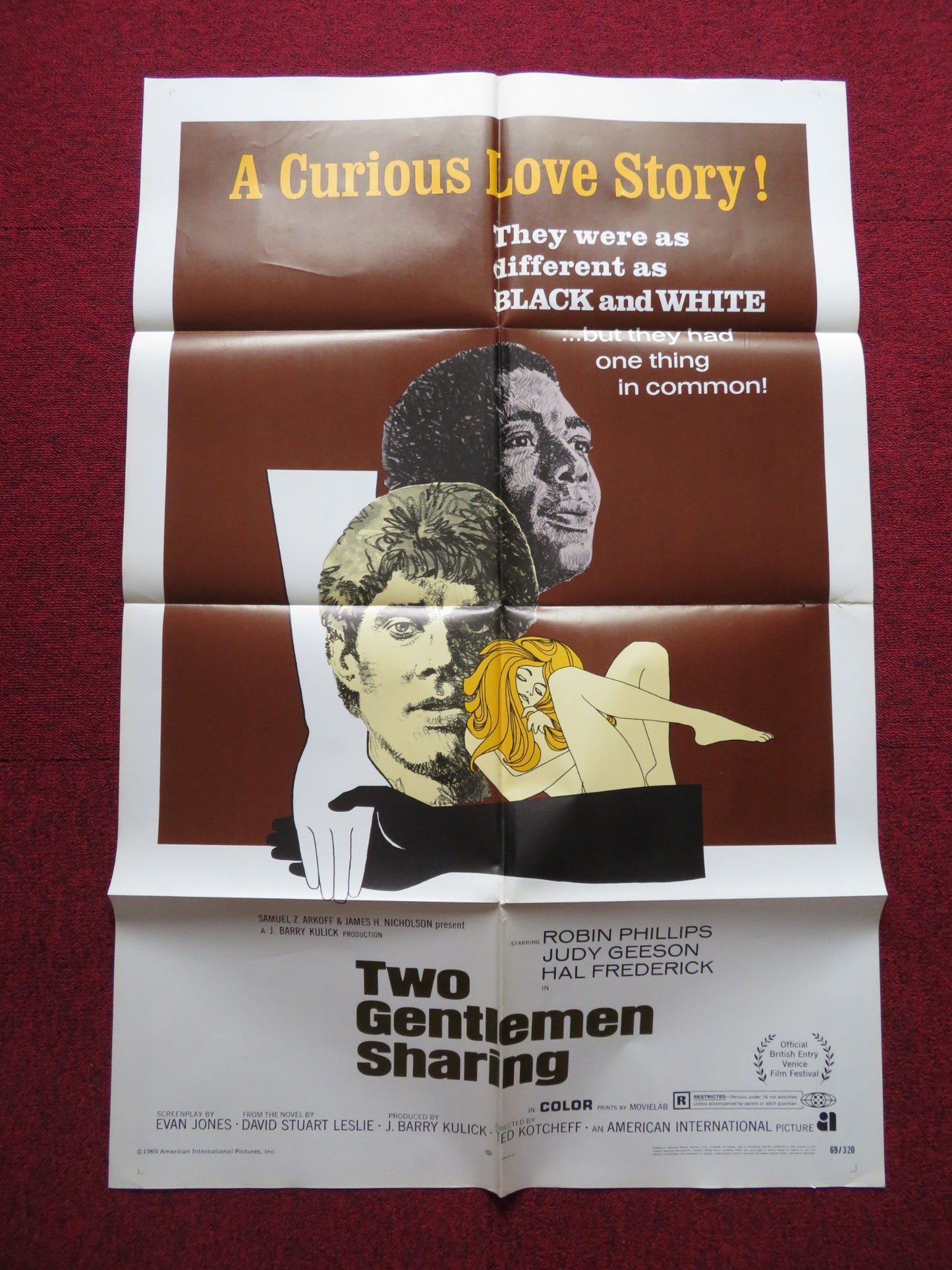 TWO GENTLEMEN SHARING FOLDED US ONE SHEET POSTER ROBIN PHILLIPS JUDY GEESON 1969