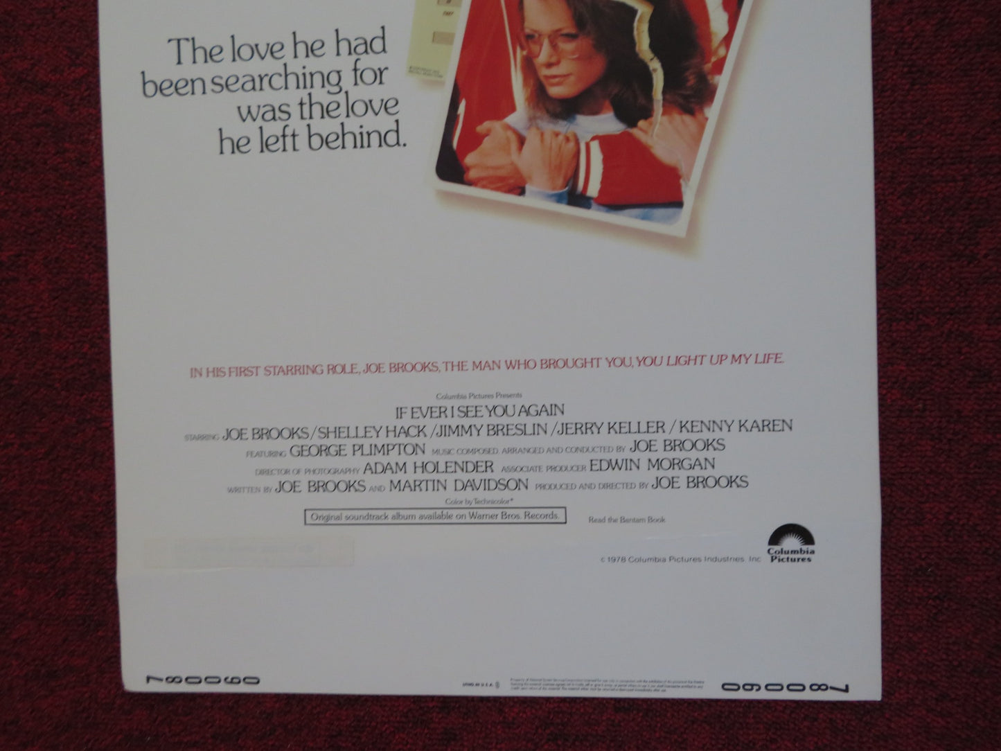 IF I EVER SEE YOU AGAIN US INSERT (14"x 36") POSTER JOE BROOKS SHELLEY HACK 1978