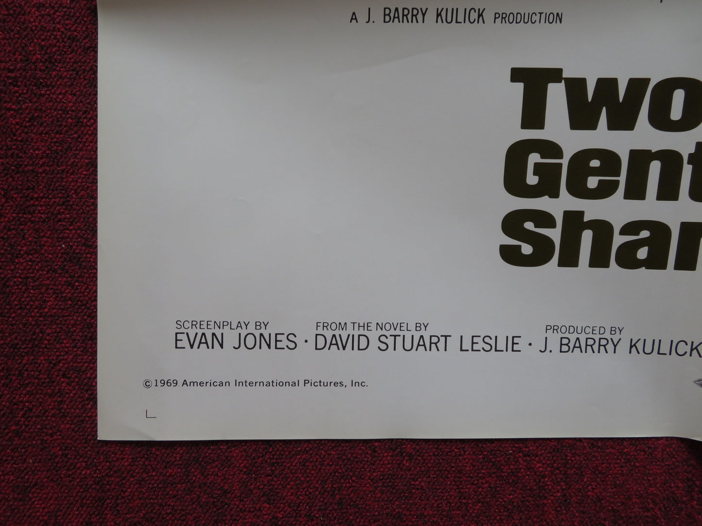 TWO GENTLEMEN SHARING FOLDED US ONE SHEET POSTER ROBIN PHILLIPS JUDY GEESON 1969