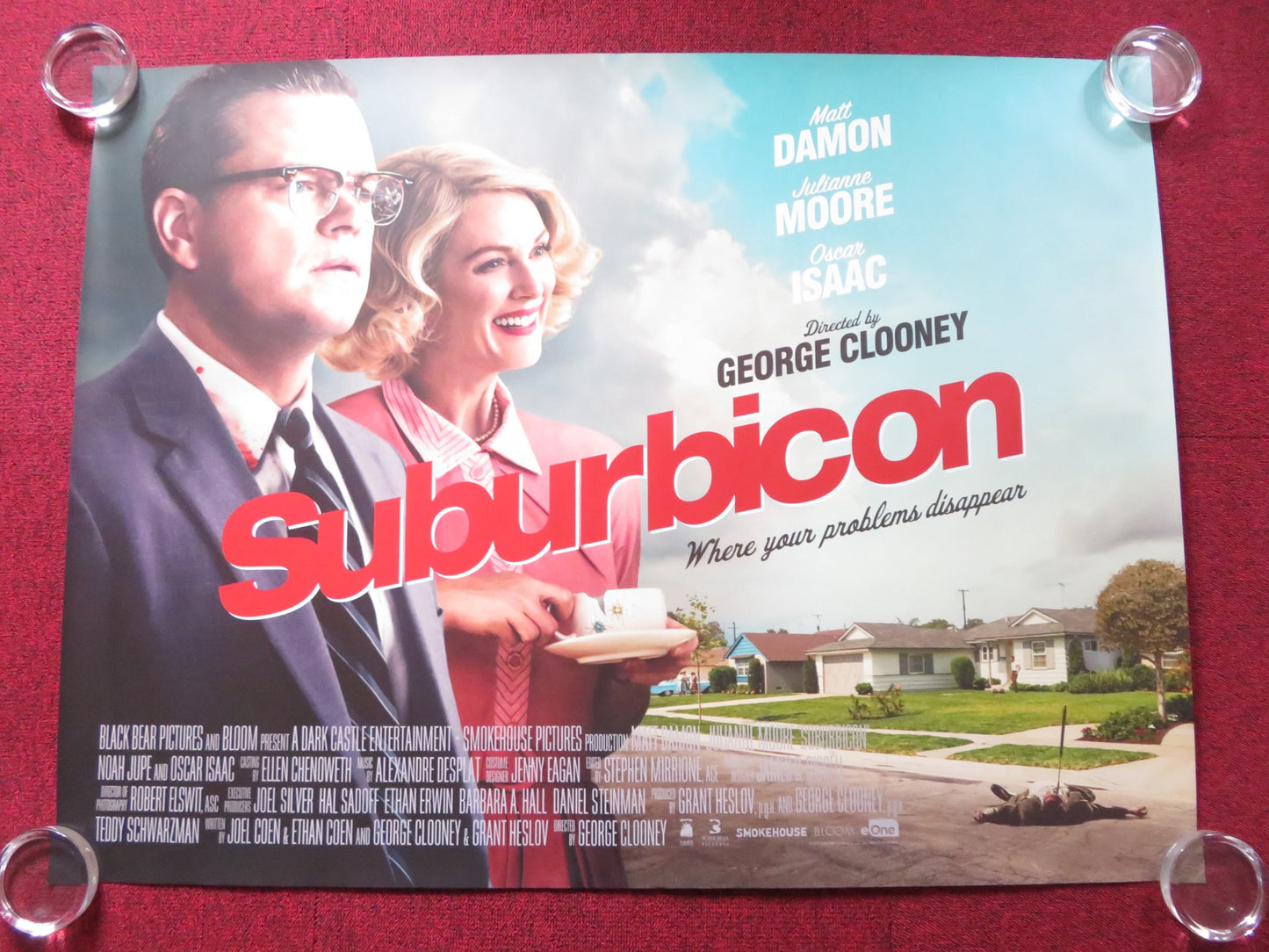 SUBURBICON UK QUAD (30"x 40") ROLLED POSTER MATT DAMON JULIANNE MOORE 2017