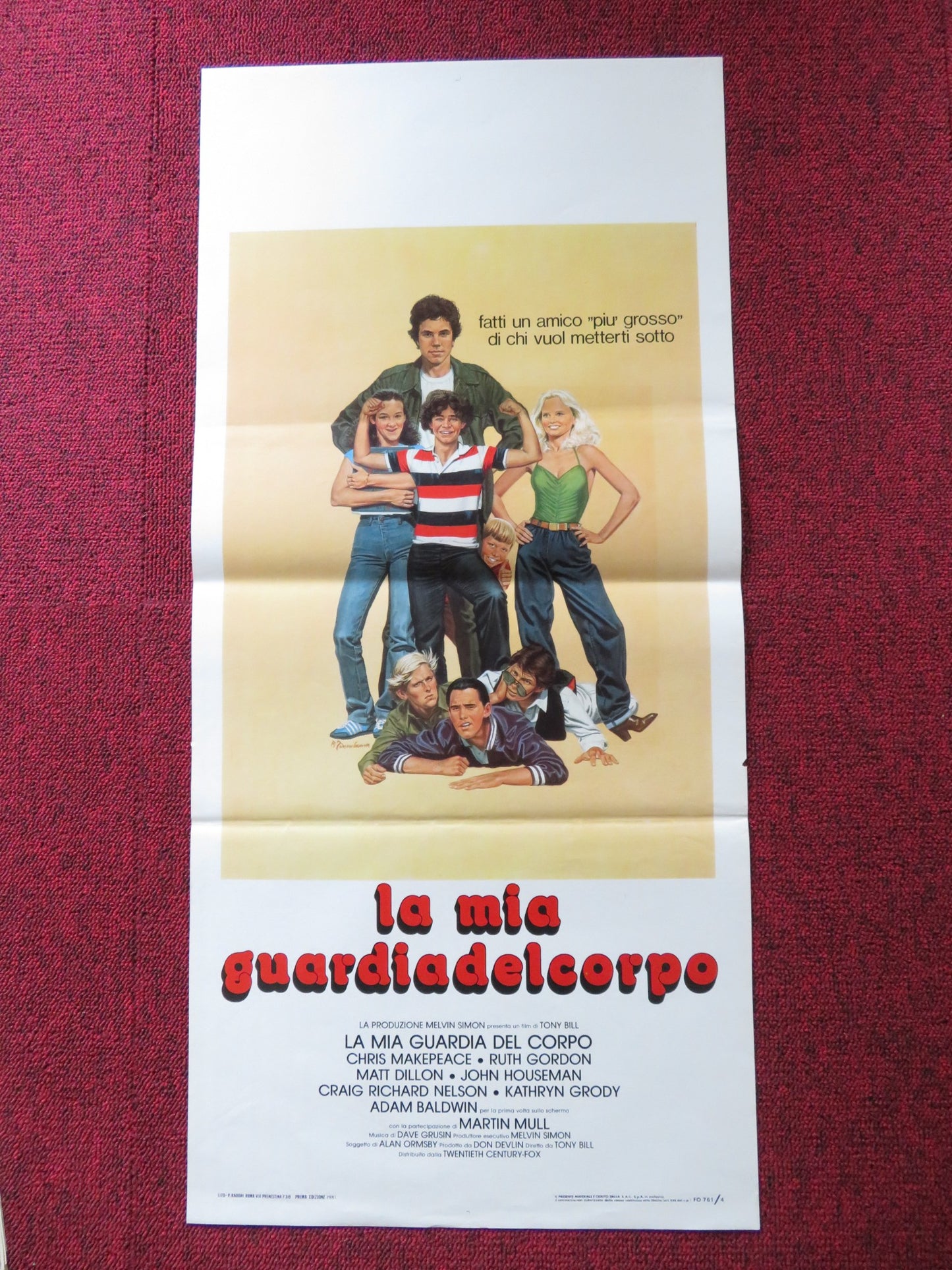 MY BODYGUARD ITALIAN LOCANDINA POSTER CHRIS MAKEPEACE RUTH GORDON 1980