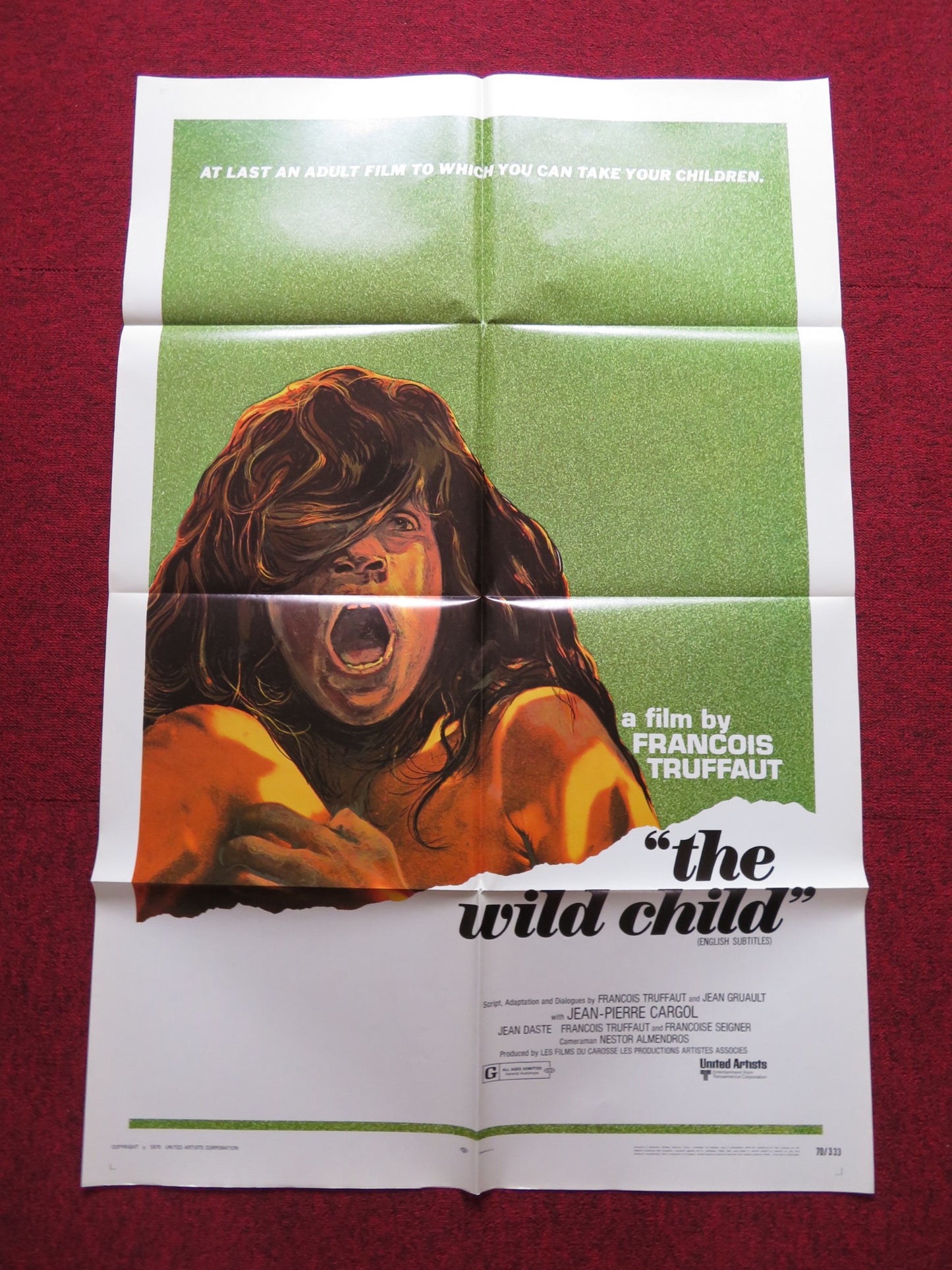 THE WILD CHILD FOLDED US ONE SHEET POSTER JEAN-PIERRE CARGOL 1970