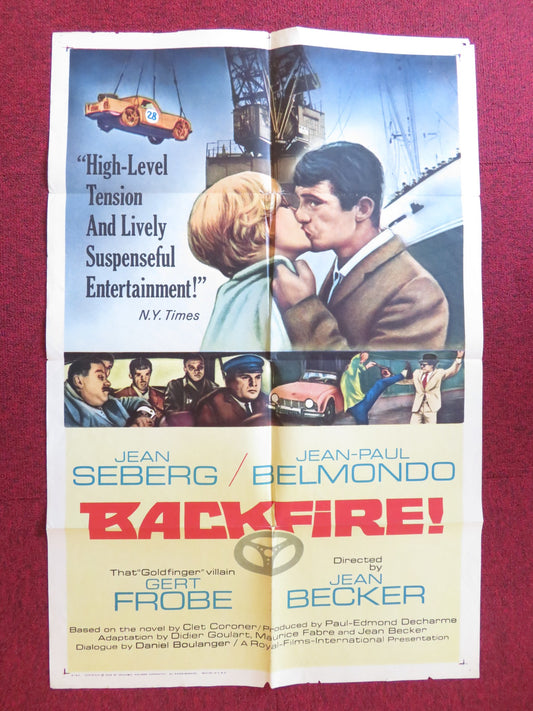 BACKFIRE FOLDED US ONE SHEET POSTER JEAN-PAUL BELMONDO JEAN SEBERG 1965