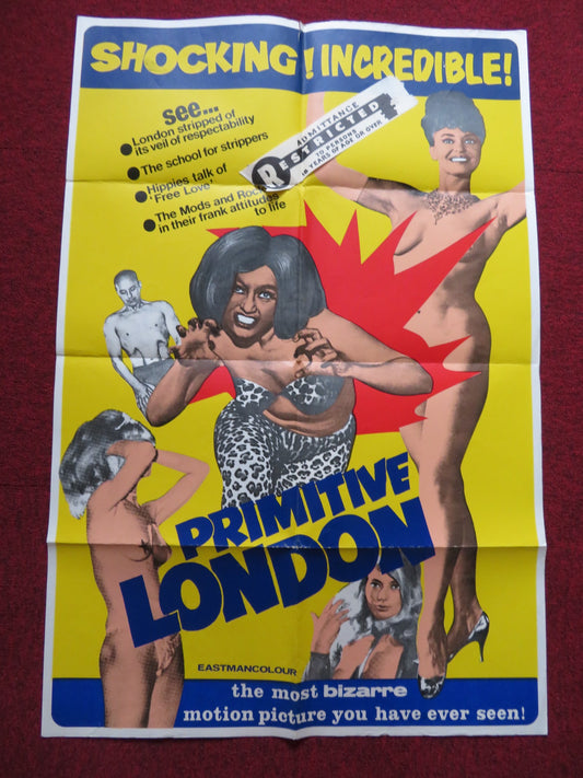 PRIMITIVE LONDON FOLDED US ONE SHEET POSTER DAVID GELL MACDONALD HOBLEY 1970