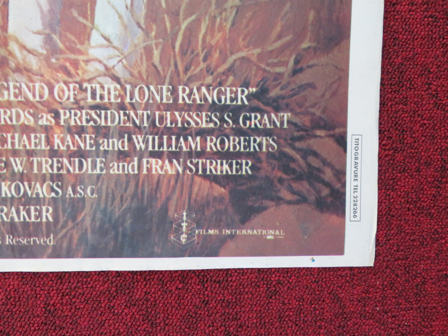 THE LEGEND OF THE LONE RANGER FOLDED LEBANESES POSTER KLINTON S MICHAEL 1981