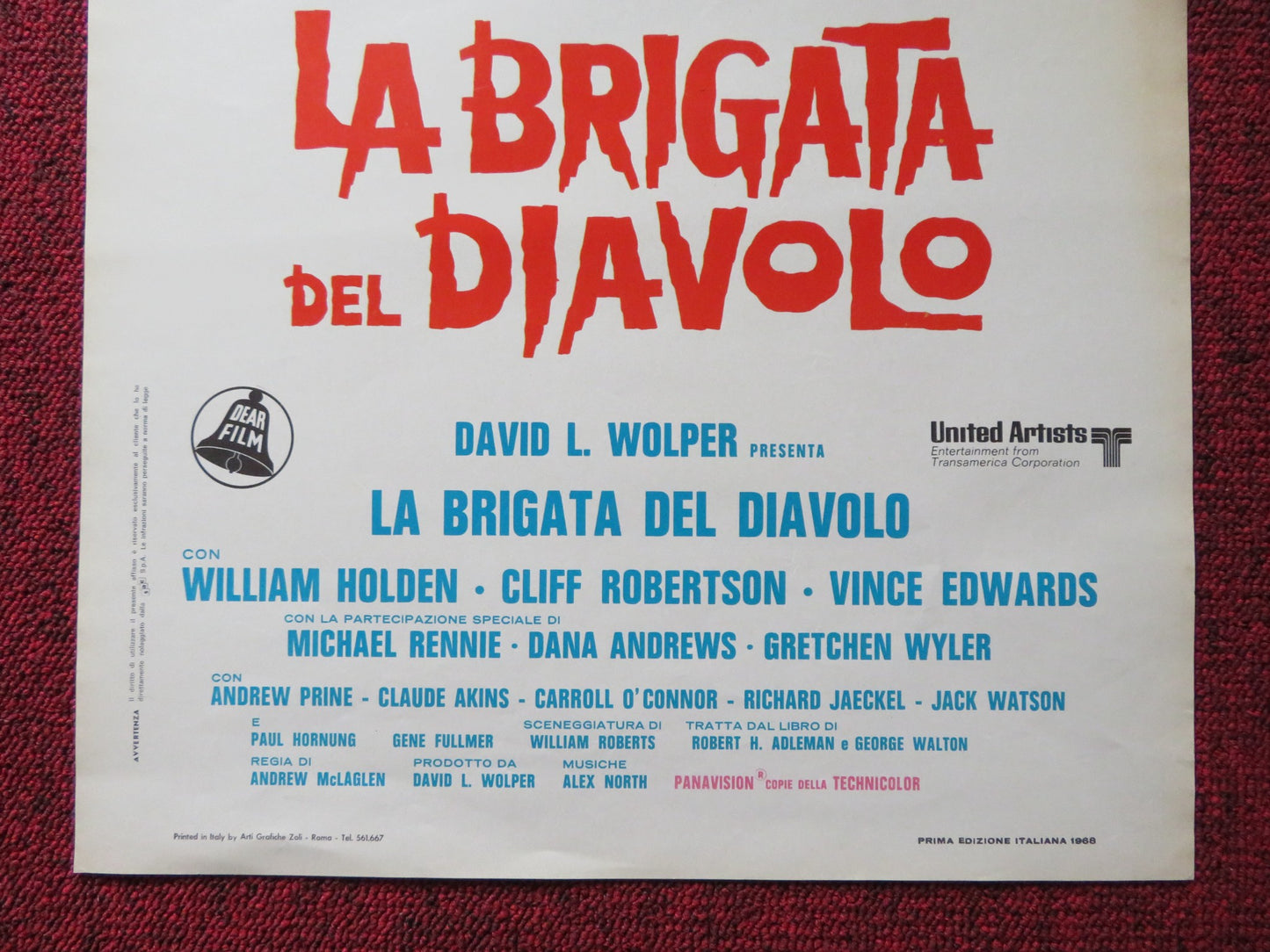 LA BRIGATA DEL DIAVOLO ITALIAN LOCANDINA POSTER WILLIAM HOLDEN 1968