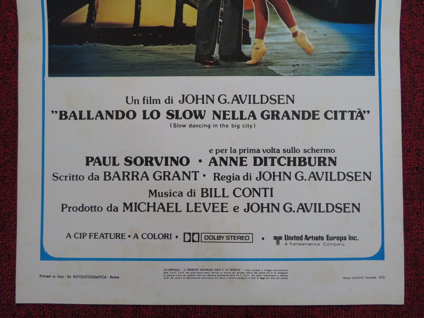 SLOW DANCING IN THE BIG CITY ITALIAN LOCANDINA POSTER P. SORVINO 1979