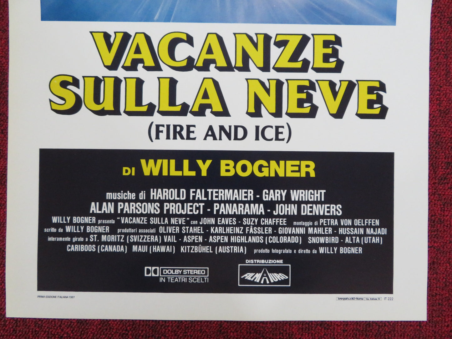 VACANZE SULLA NEVE ITALIAN LOCANDINA POSTER JOHN EAVES SUZY CHAFFEE 1987