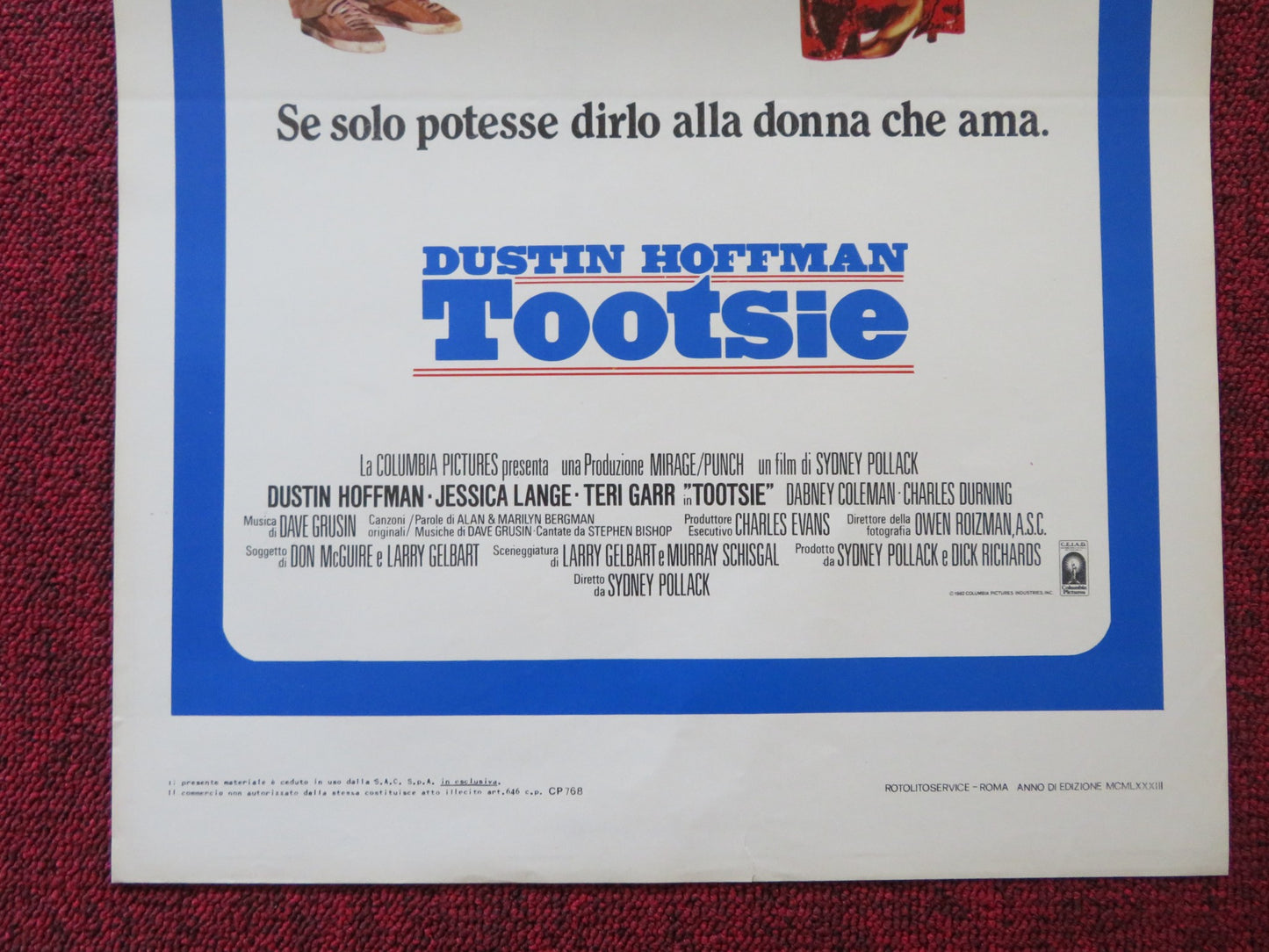 TOOTSIE ITALIAN LOCANDINA POSTER DUSTIN HOFFMAN JESSICA LANGE 1982