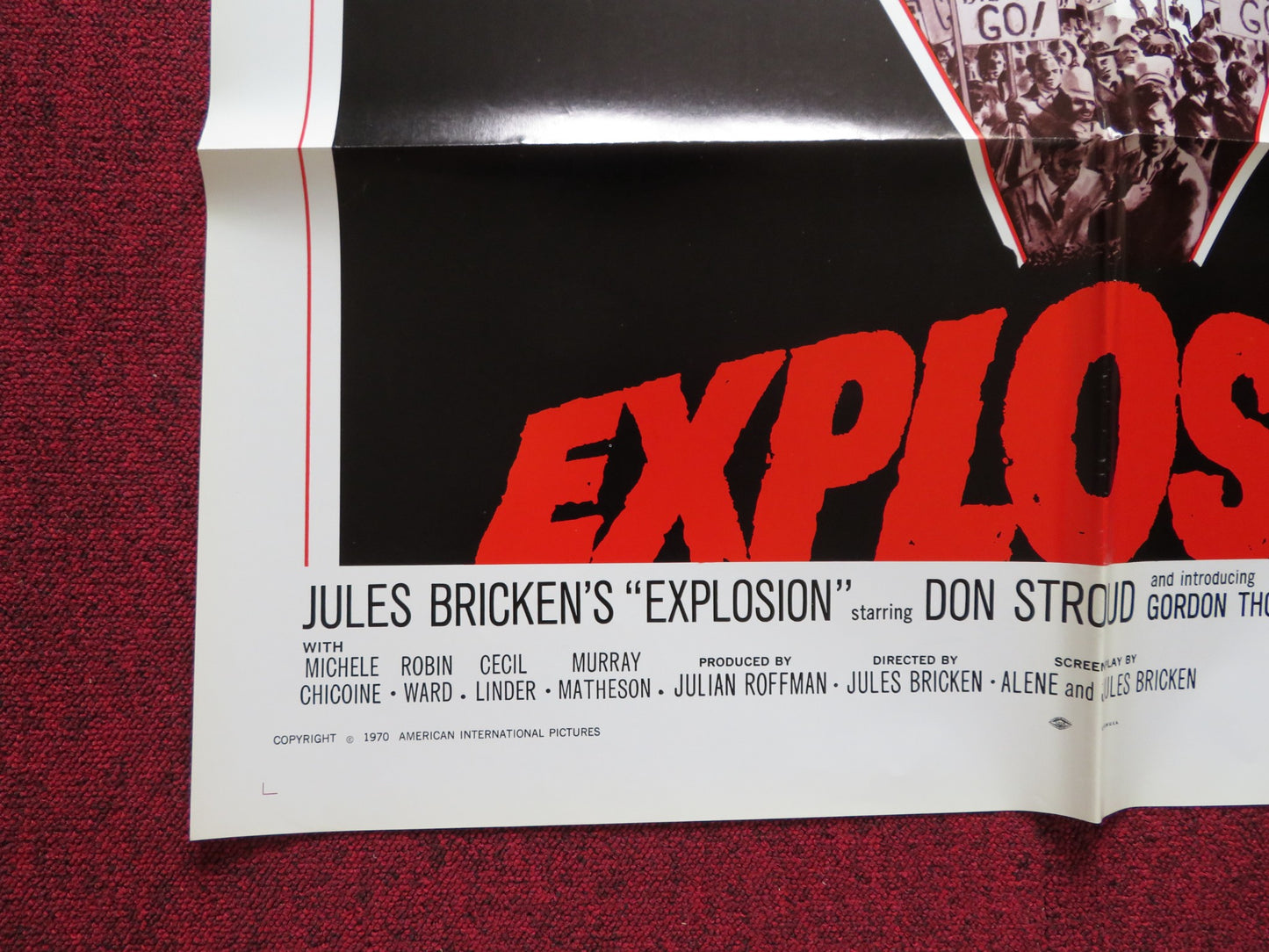 EXPLOSION FOLDED US ONE SHEET POSTER DON STROUD GORDON THOMSON 1970