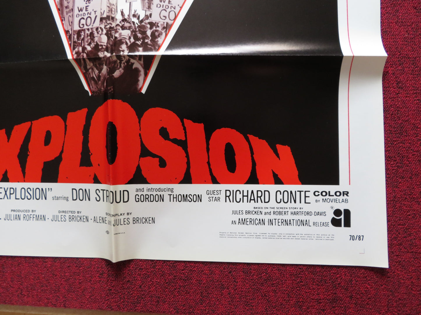 EXPLOSION FOLDED US ONE SHEET POSTER DON STROUD GORDON THOMSON 1970