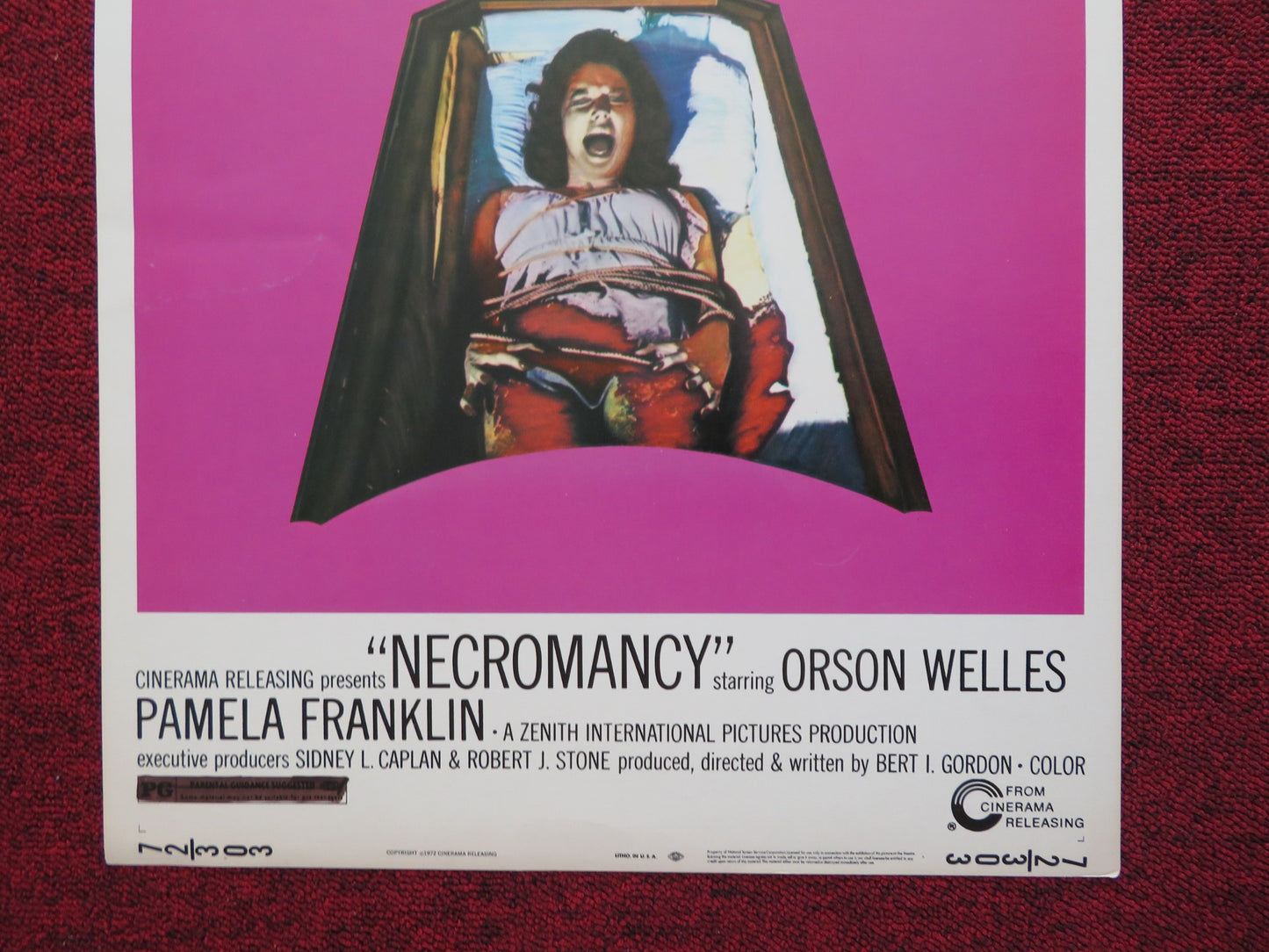 NECROMANCY US INSERT (14"x 36") POSTER ORSON WELLES PAMELA FRANKLIN 1972