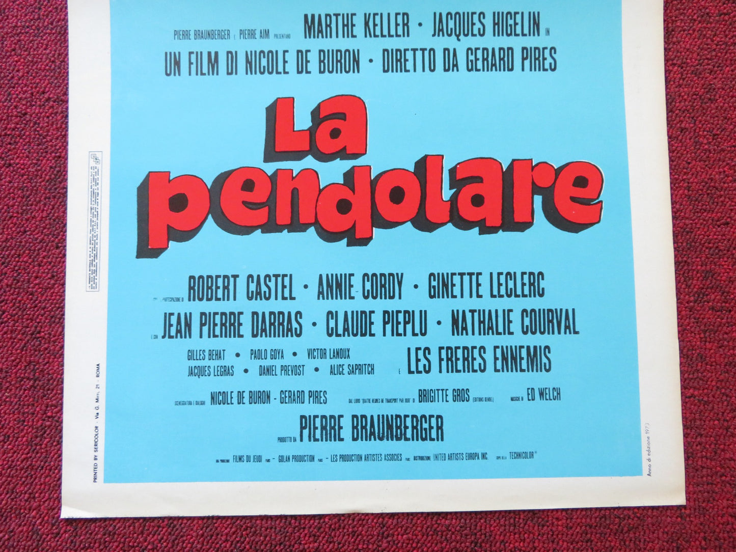 LA PENDOLARE ITALIAN LOCANDINA POSTER MARTHE KELLER JACQUES HIGELIN 1973