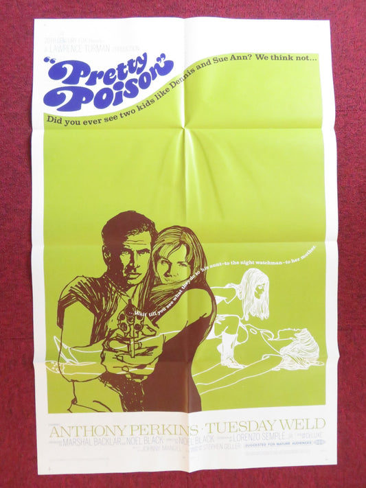 PRETTY POISON FOLDED US ONE SHEET POSTER ANTHONY PERKINS TUESDAY WELD 1968