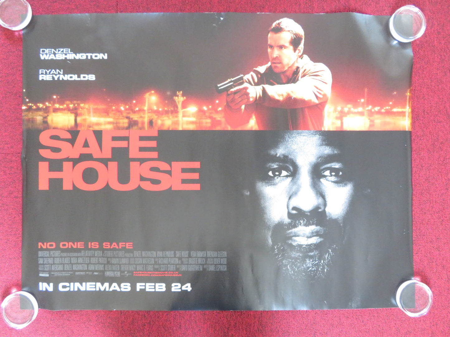 SAFE HOUSE UK QUAD (30"x 40") ROLLED POSTER DENZEL WASHINGTON RYAN REYNOLDS 2012