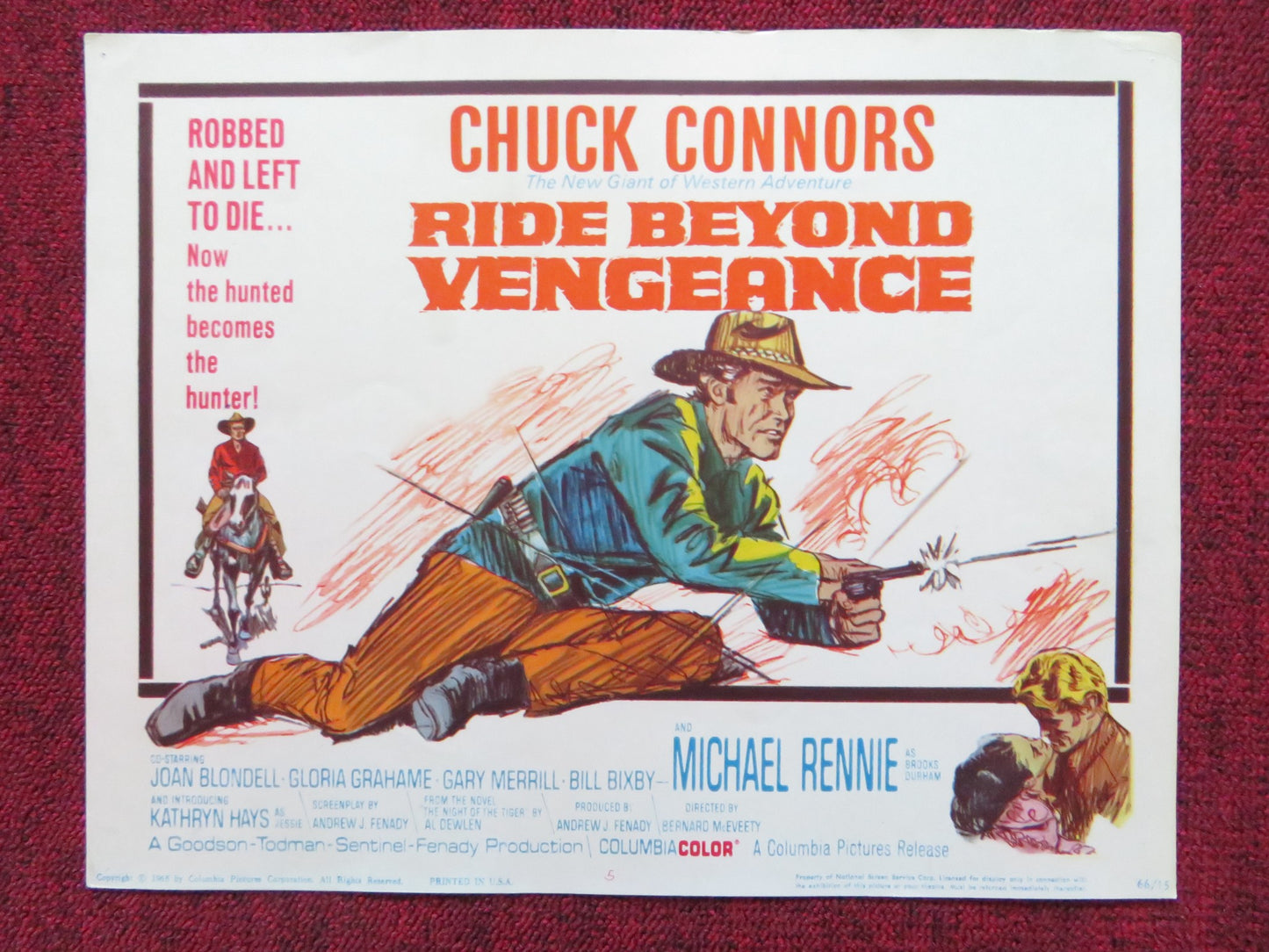 RIDE BEYOND VENGEANCE US LOBBY CARD FULL SET CHUCK CONNORS MICHAEL RENNIE 1966