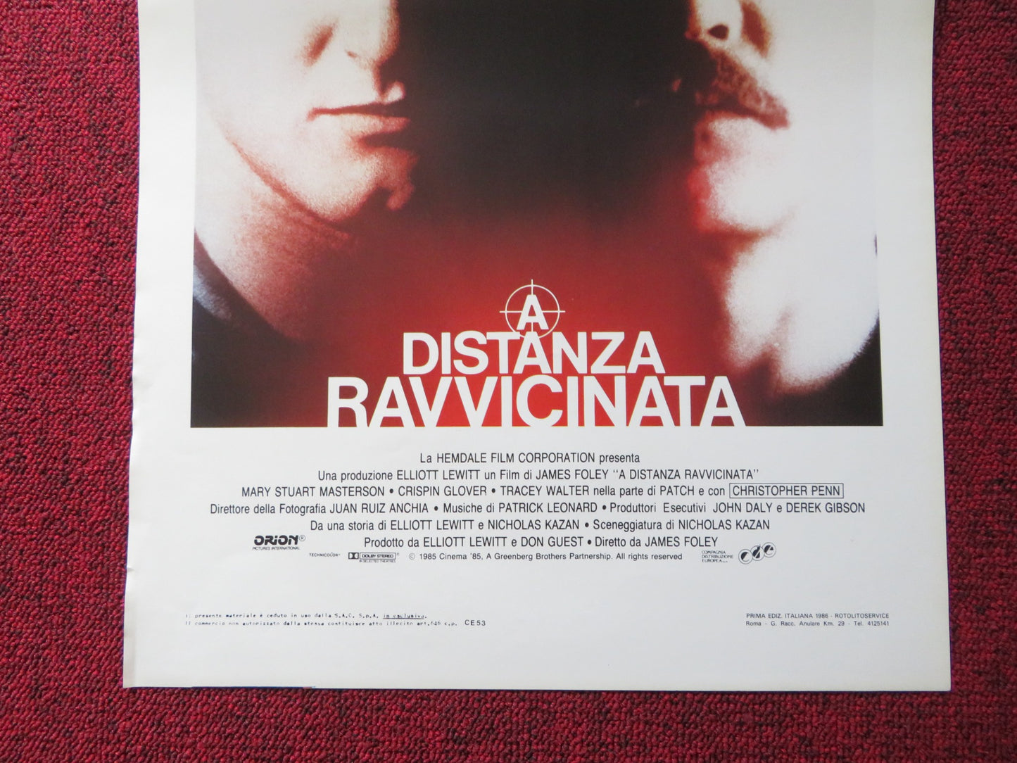 AT CLOSE RANGE ITALIAN LOCANDINA POSTER SEAN PENN CHRISTOPHER WALKEN 1986