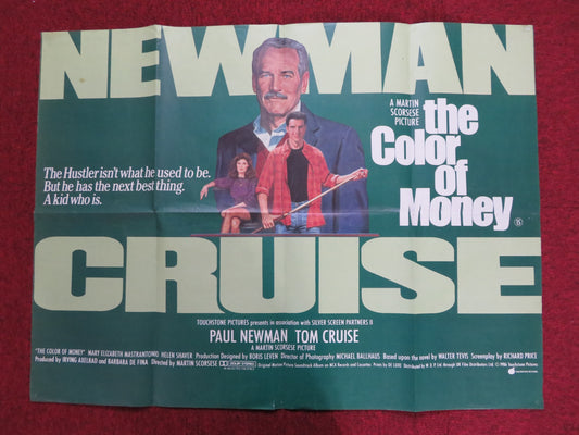 THE COLOR OF MONEY UK QUAD POSTER FOLDED TOM CRUISE PAUL NEWMAN 1986