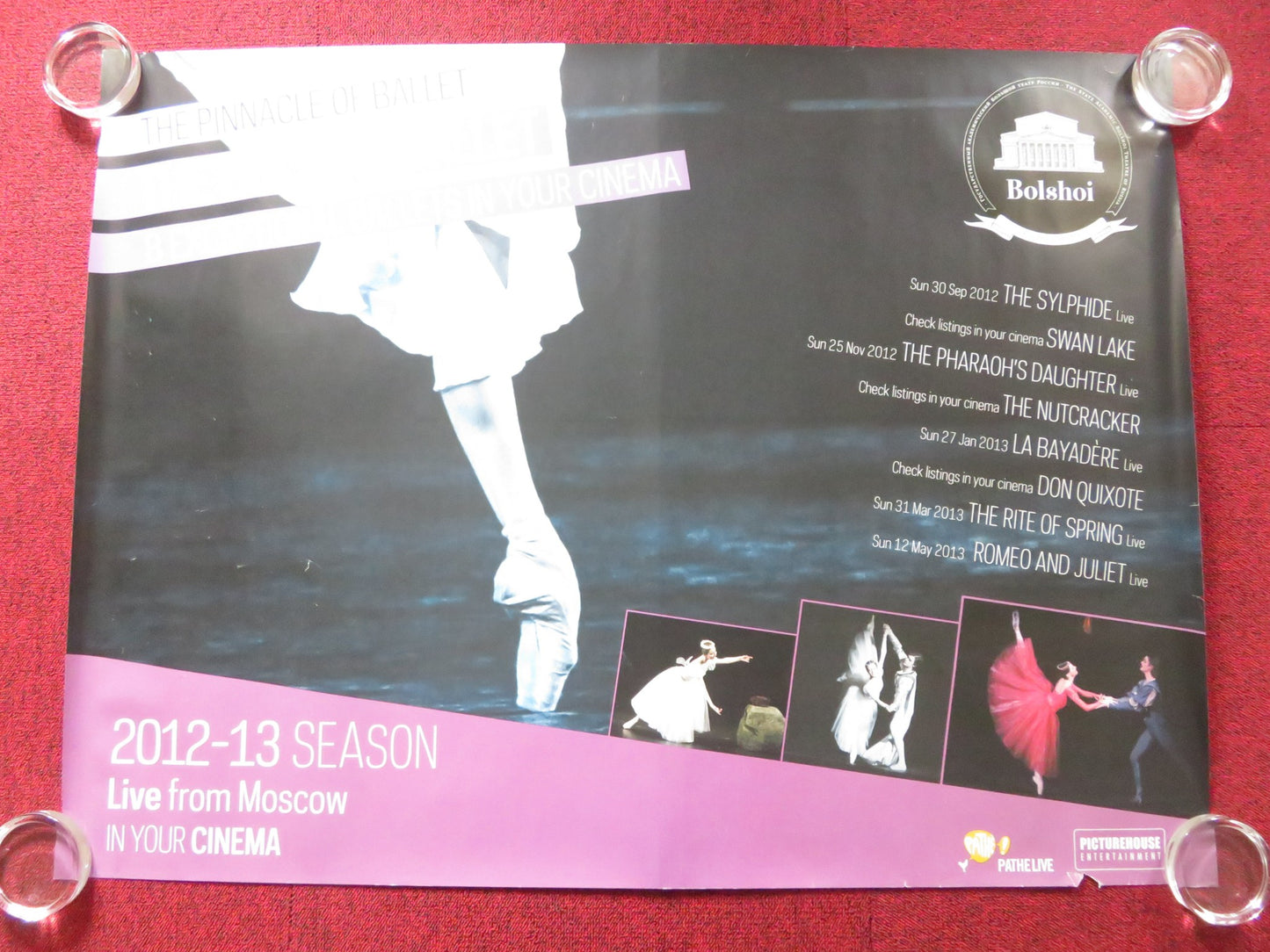 BOLSHOI BALLET - 8 EXCEPTIONAL BALLETS IN YOUR CINEMA UK QUAD ROLLED POSTER 2012