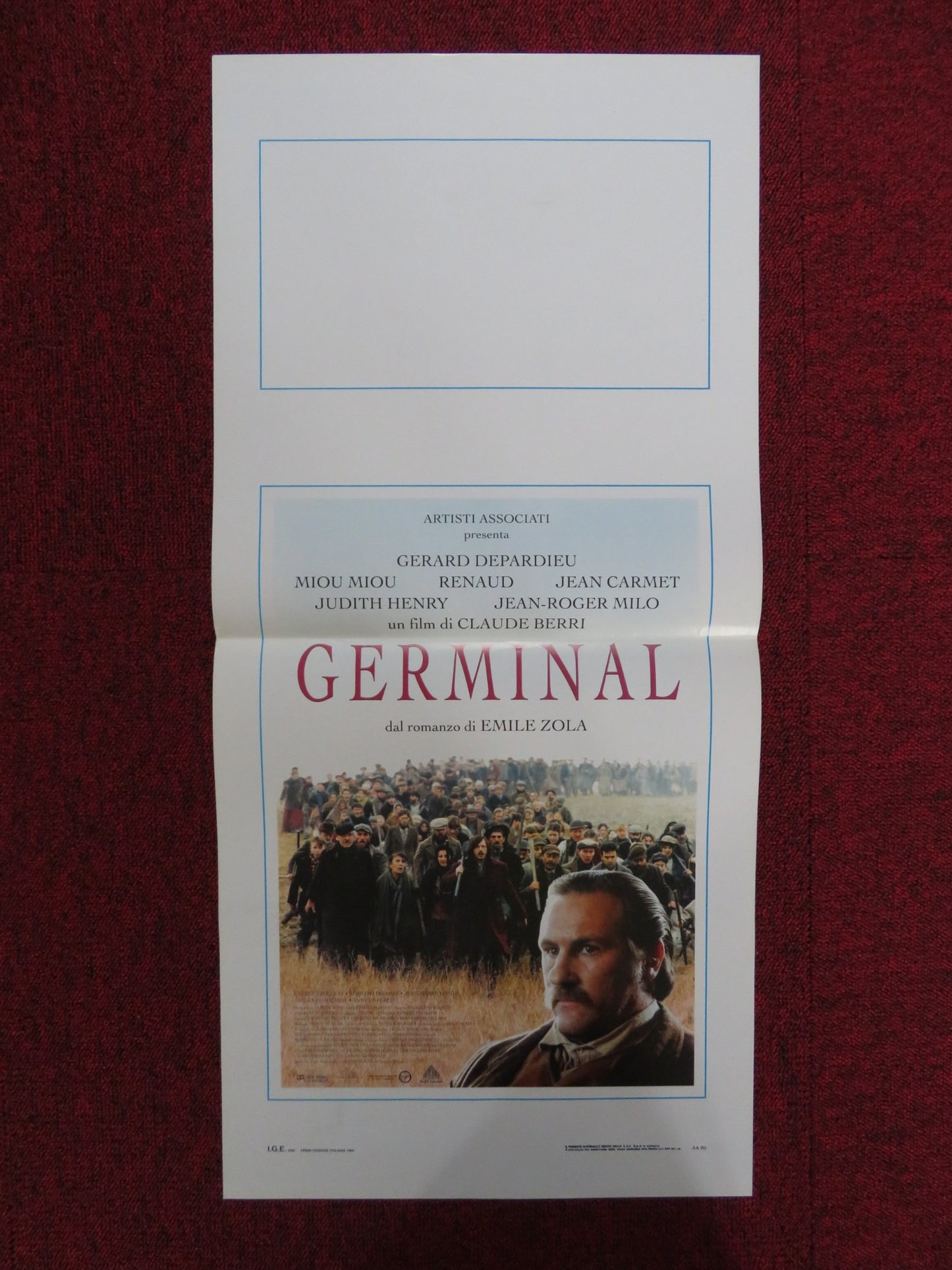 GERMINAL ITALIAN LOCANDINA POSTER GERARD DEPARDIEU MIOU MIOU 1994