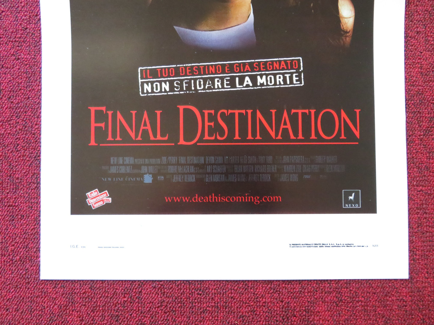 FINAL DESTINATION ITALIAN LOCANDINA POSTER DEVON SAWA ALI LARTER 2000