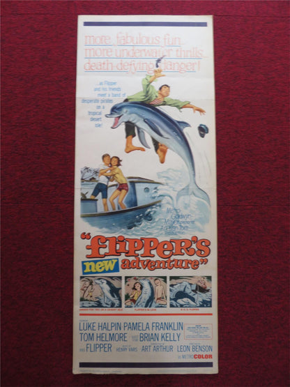 FLIPPER'S NEW ADVENTURE US INSERT (14"x 36") POSTER LUKE HALPIN BRIAN KELLY 1964