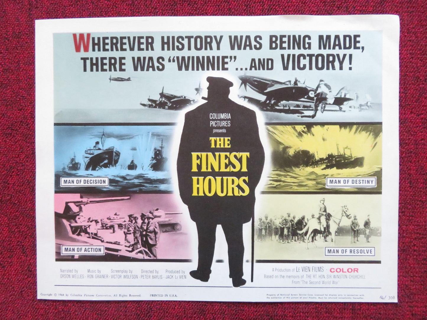 THE FINEST HOURS US LOBBY CARD FULL SET ORSON WELLES WINSTON CHURCHILL 1964