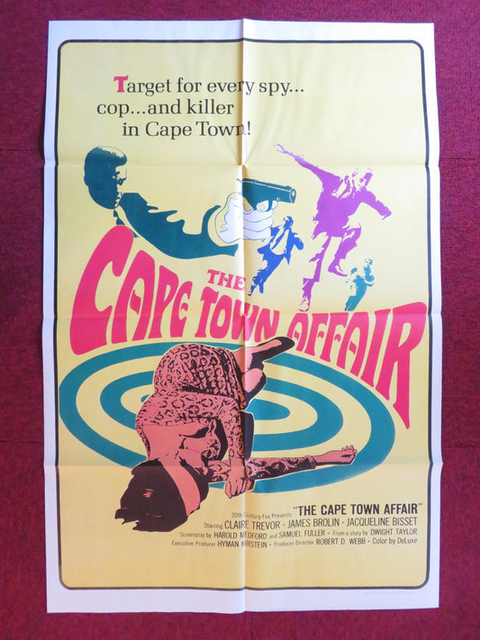 THE CAPE TOWN AFFAIR FOLDED US ONE SHEET POSTER JAMES BROLIN CLAIRE TREVOR 1967