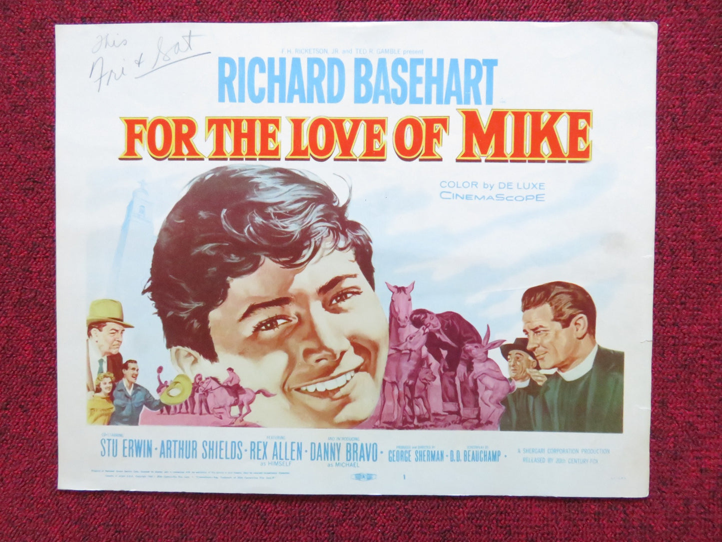 FOR THE LOVE OF MIKE US LOBBY CARD FULL SET RICHARD BASEHEART STUARY ERWIN 1960