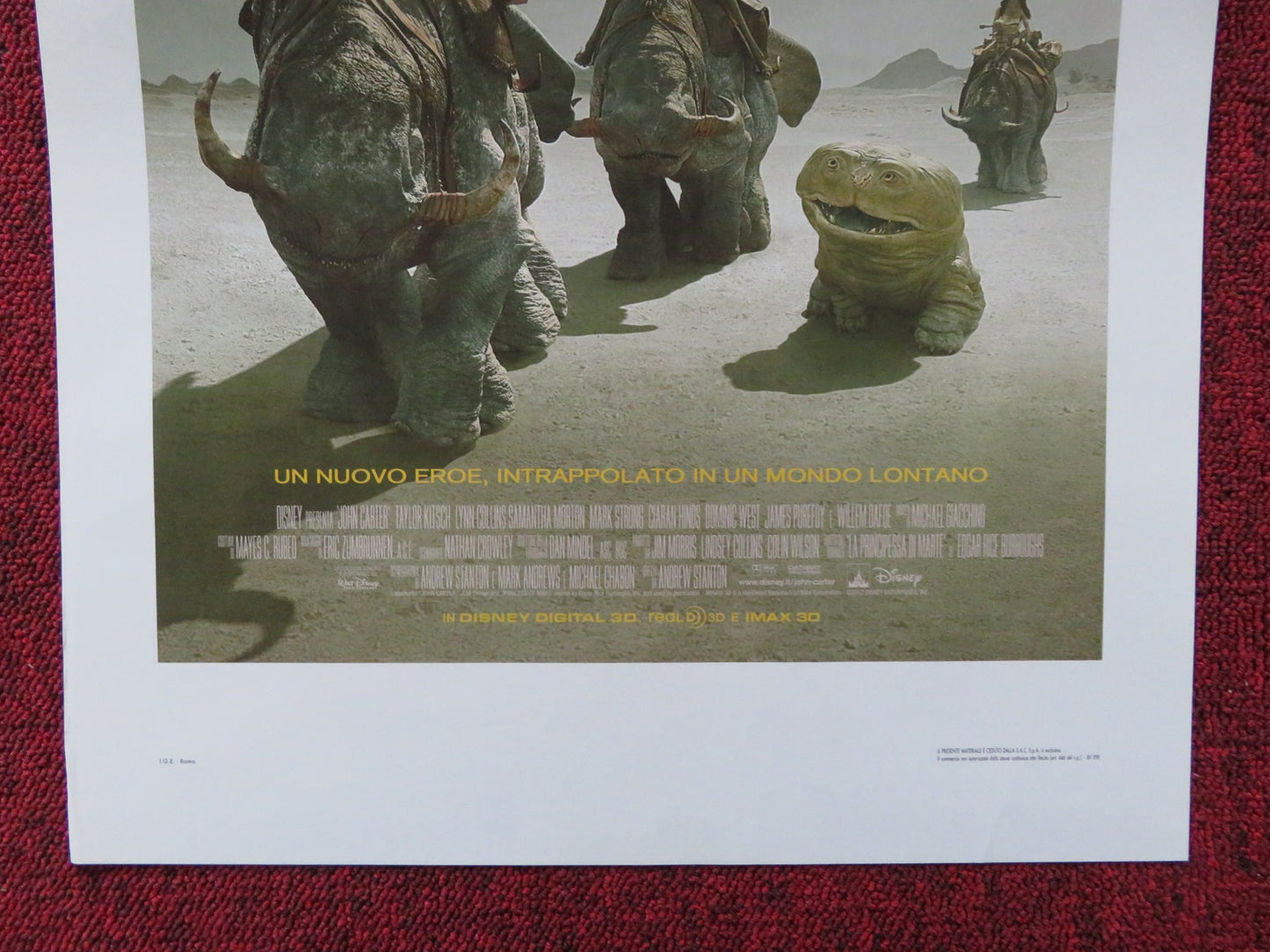 JOHN CARTER ITALIAN LOCANDINA POSTER DISNEY TAYLOR KITSCH LYNN COLLINS 2012