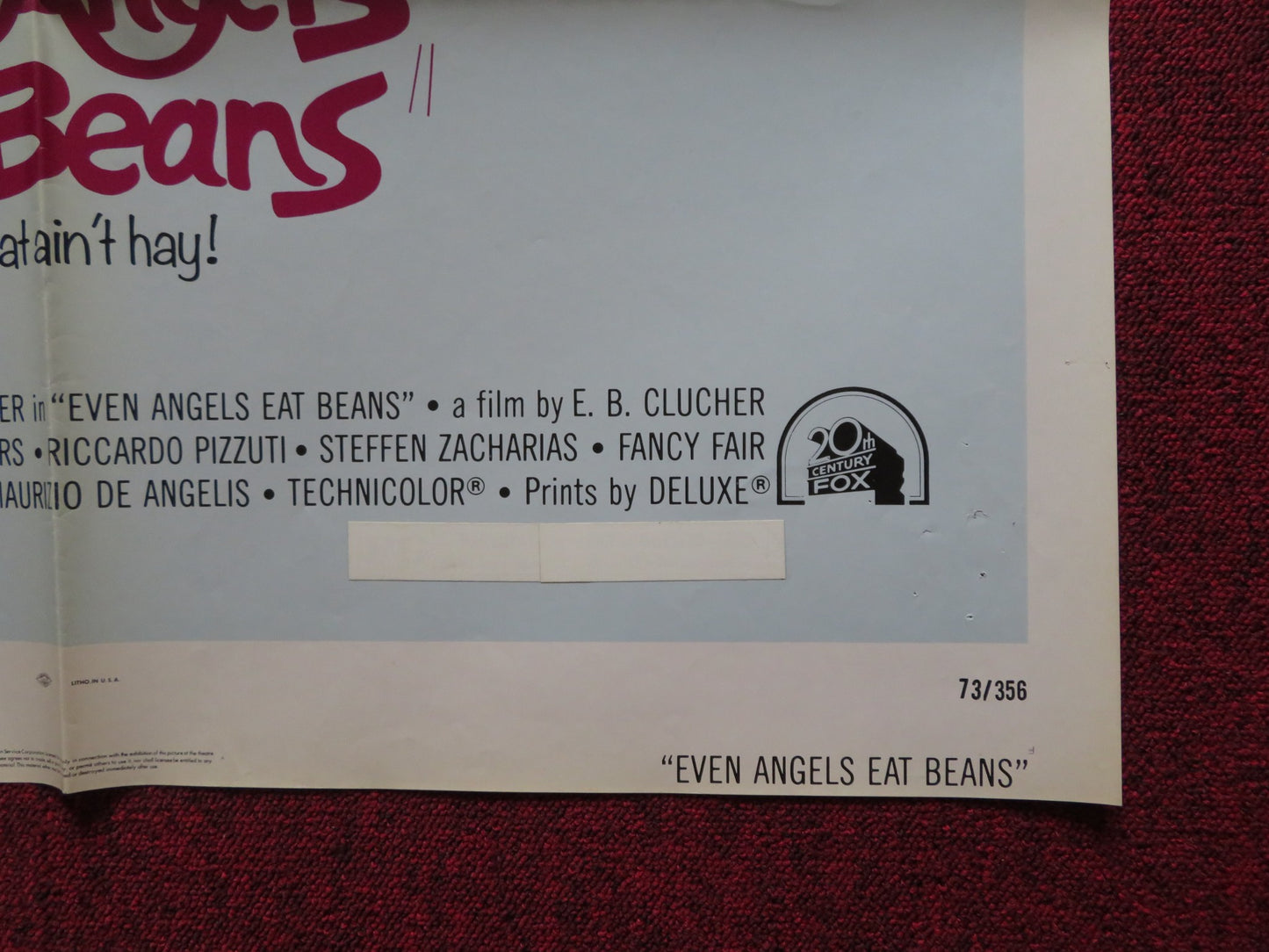 EVEN ANGELS EAT BEANS FOLDED US ONE SHEET POSTER GIULIANO GEMMA BUD SPENCER 1973