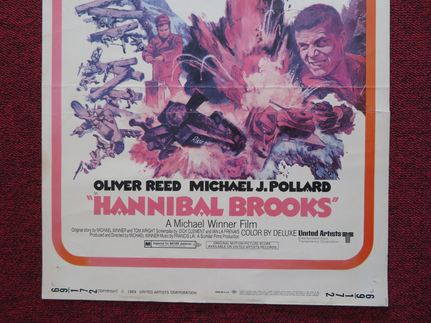 HANNIBAL BROOKS US INSERT (14"x 36") POSTER OILVER REED MICHEAL J.POLLARD 1969