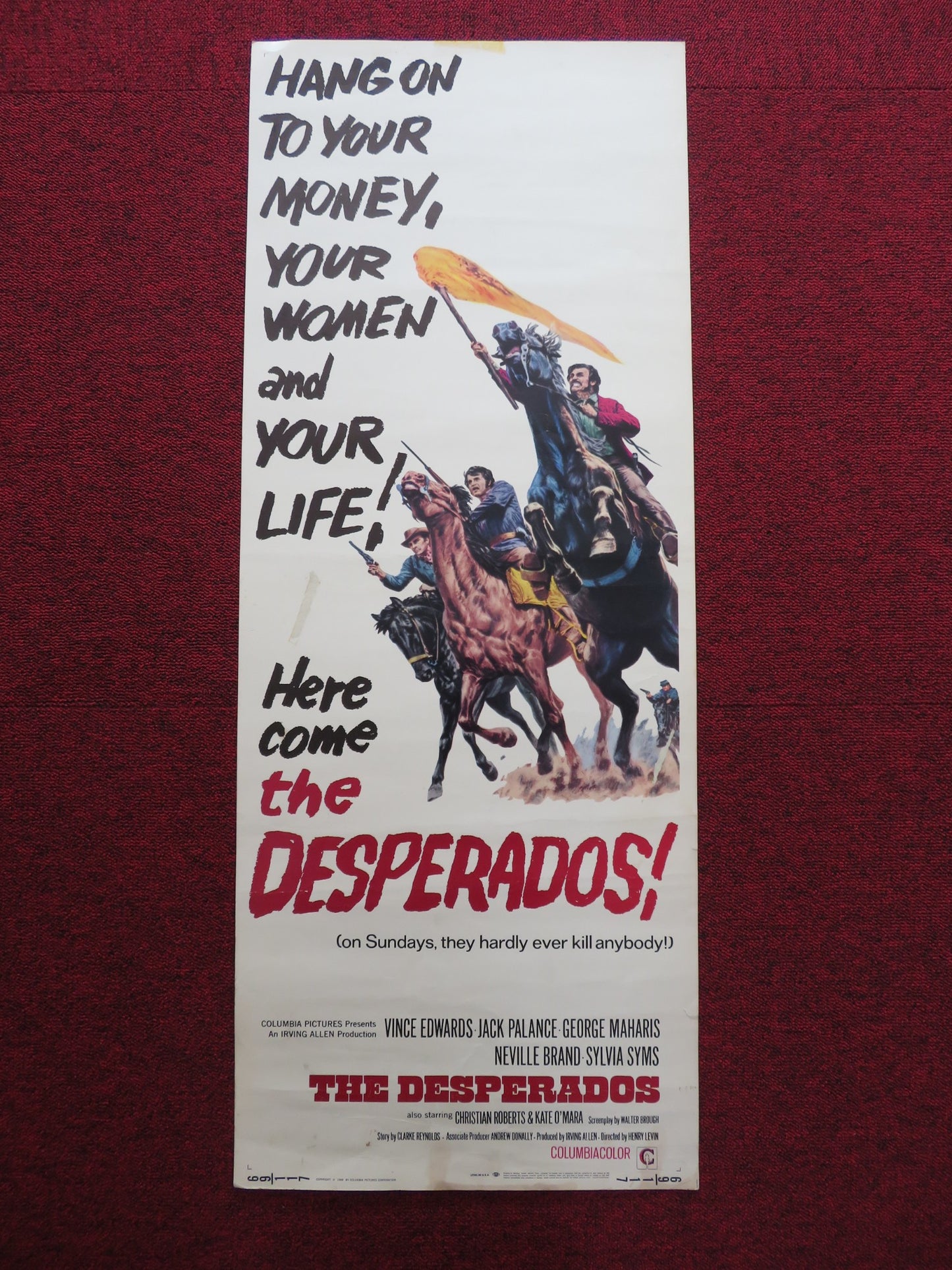 THE DESPERADOS US INSERT (14"x 36") POSTER JACK PALANCE VINCE EDWARDS 1969