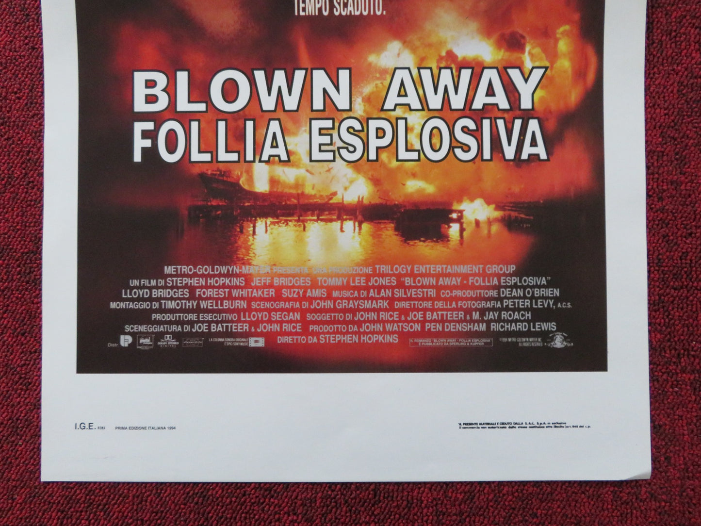 BLOWN AWAY ITALIAN LOCANDINA POSTER JEFF BRIDGES TOMMY LEE JONES 1994