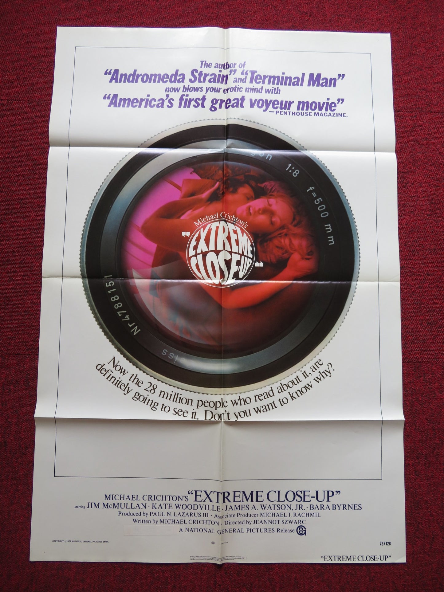 EXTREME CLOSE-UP FOLDED US ONE SHEET POSTER JIM MCMULLAN KATHERINE WOODVILLE '73