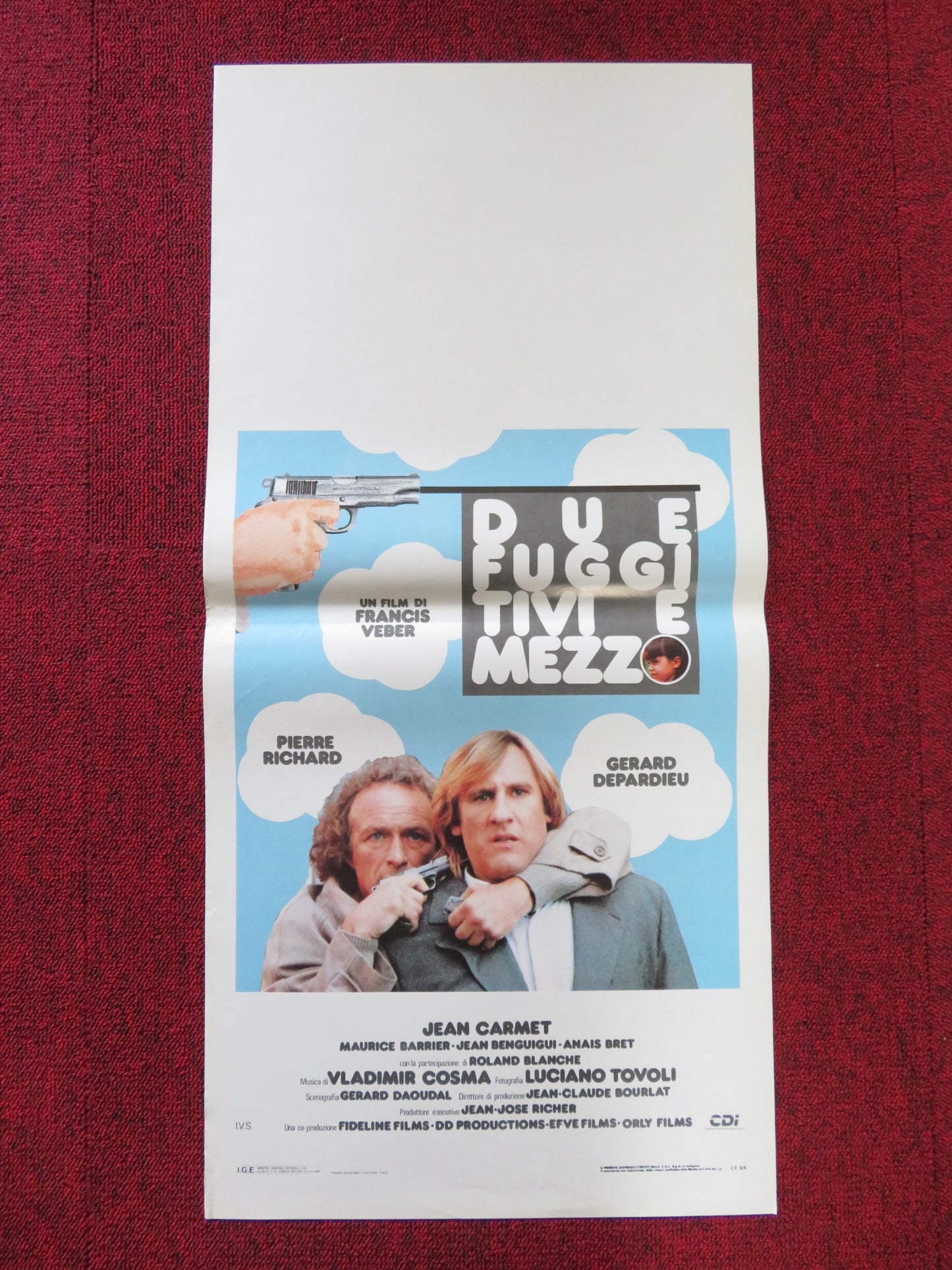 THE FUGITIVES ITALIAN LOCANDINA POSTER PIERRE RICHARD GERARD DEPARDIEU 1986