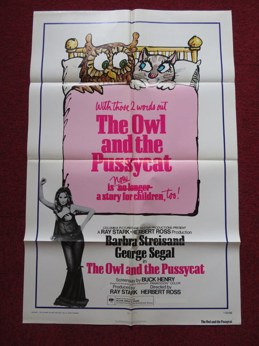 THE OWL AND THE PUSSYCAT FOLDED US ONE SHEET POSTER BARBRA STRIESAND 1973