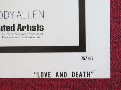 LOVE AND DEATH- STYLE B FOLDED US ONE SHEET POSTER WOODY ALLEN DIANE KEATON 1975