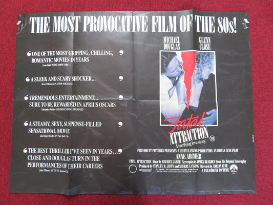 FATAL ATTRACTION UK QUAD POSTER FOLDED MICHAEL DOUGLAS GLENN CLOSE 1987