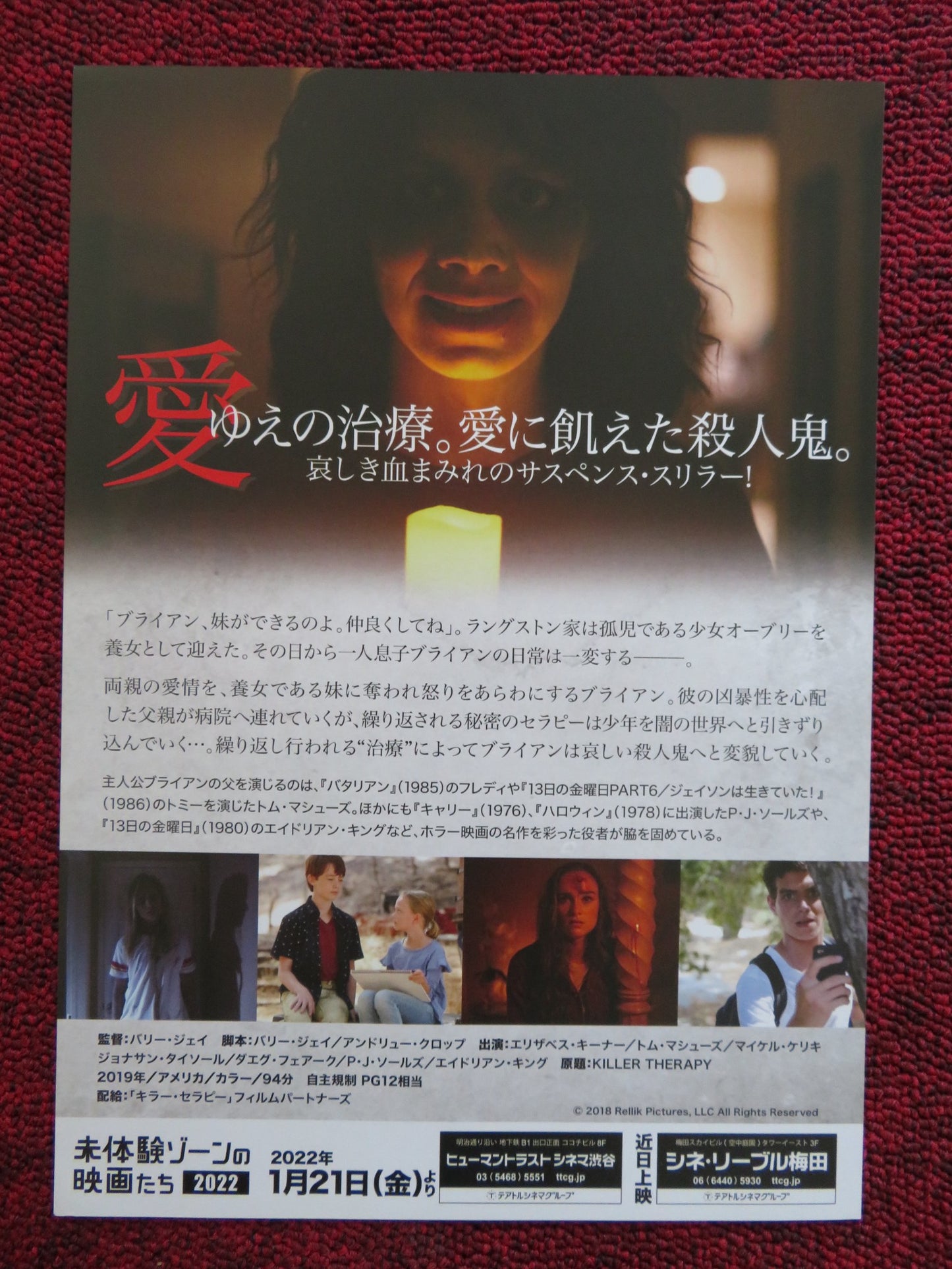 KILLER THERAPY JAPANESE CHIRASHI (B5) POSTER ELIZABETH KEENER THOM MATHEWS 2019