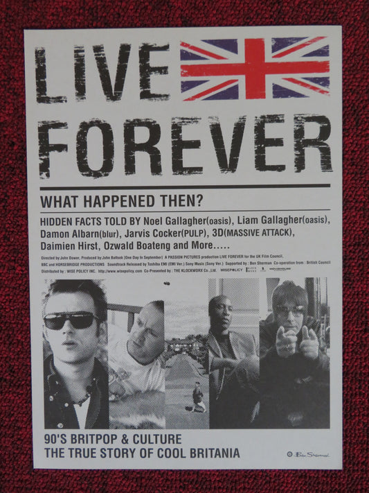 LIVE FOREVER JAPANESE CHIRASHI (B5) POSTER LIAM GALLAGHER DAMON ALBARN 2003