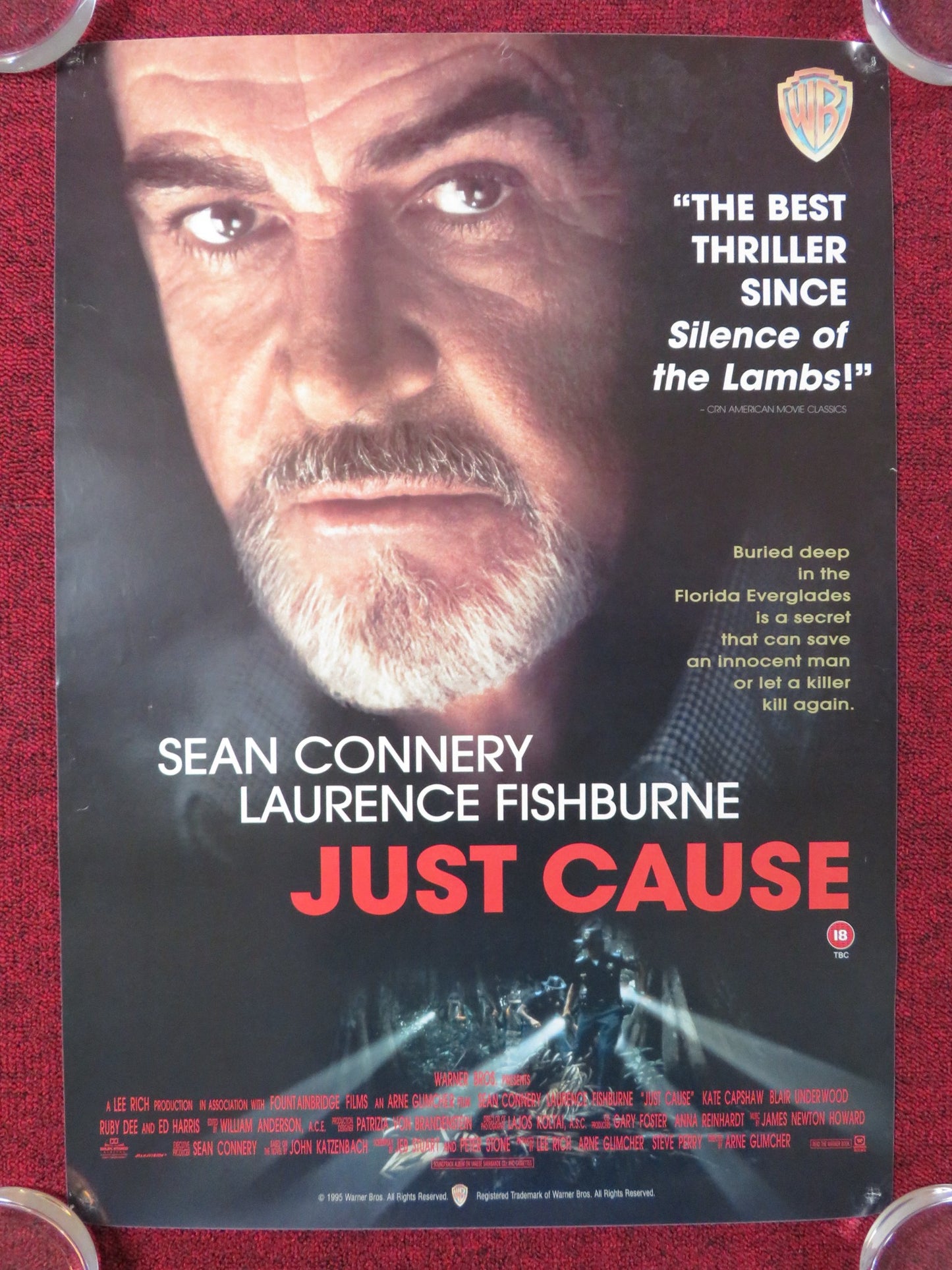 JUST CAUSE VHS POSTER SEAN CONNERY LAURENCE FISHBURNE 1995