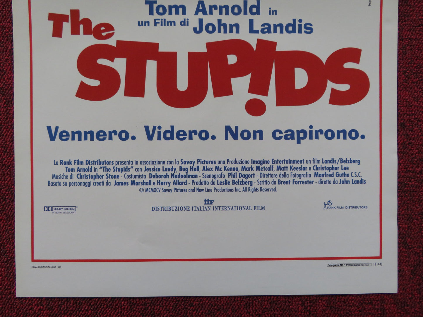 THE STUPIDS ITALIAN LOCANDINA POSTER JOHN LANDIS TOM ARNOLD 1996