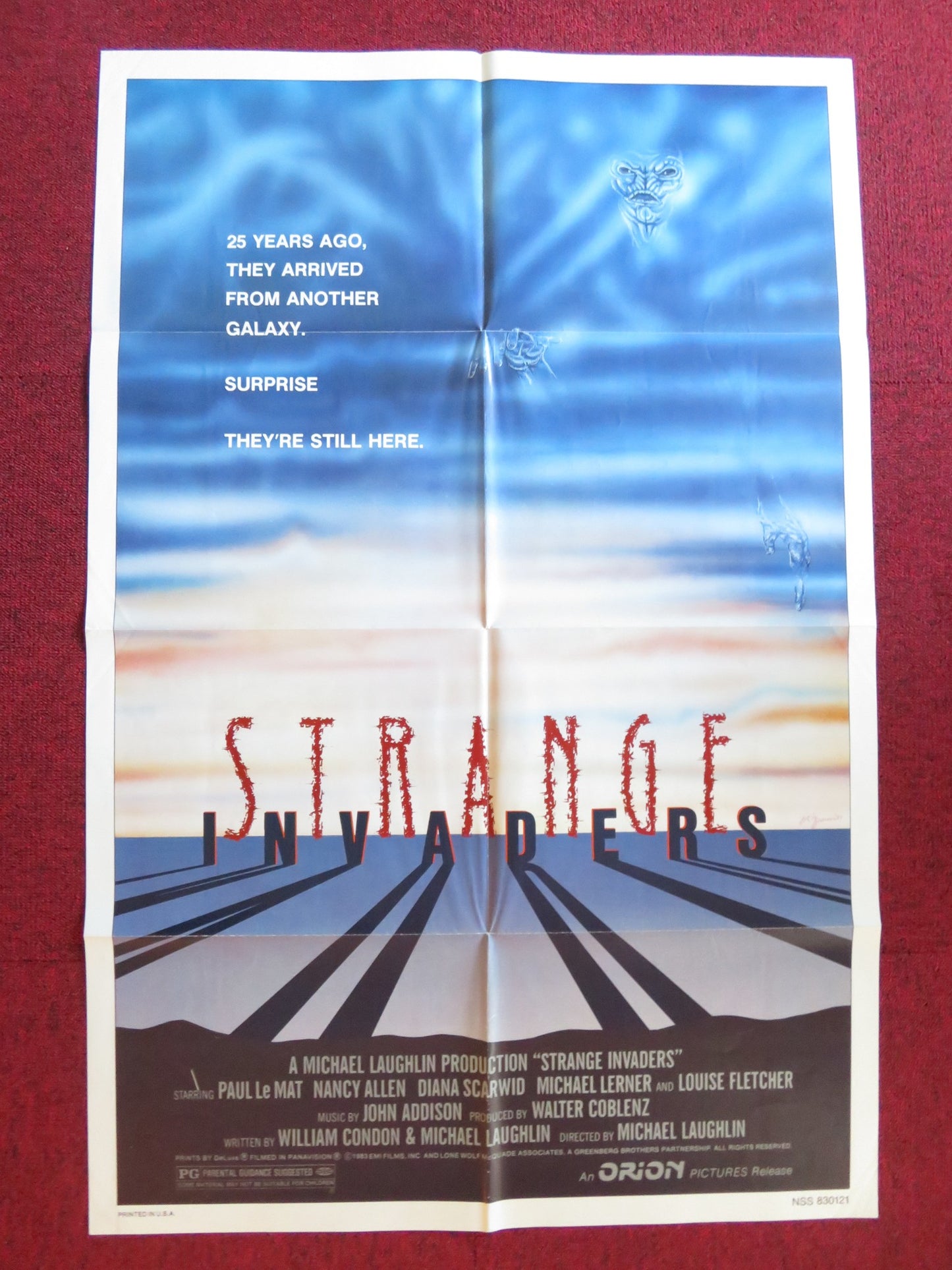 STRANGE INVADERS FOLDED US ONE SHEET POSTER PAUL LE MAT NANCY ALLEN 1983